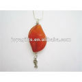 Natural Agate Stone Pendant Necklace with Silver Chain